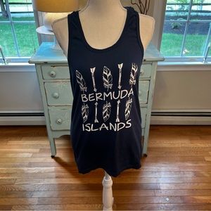 Cute cotton sleeveless blue tank with lace back.